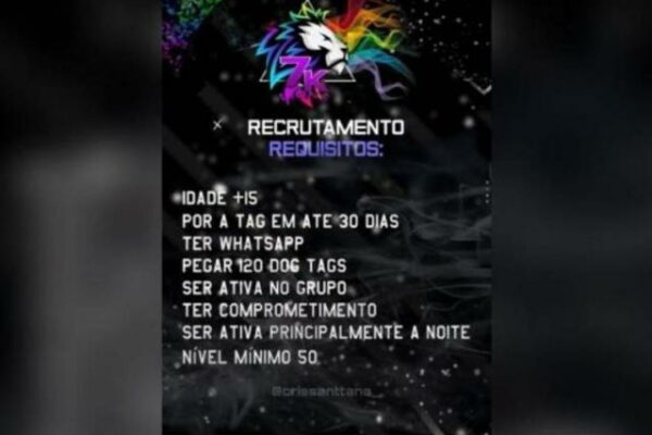 Grupo de WhatsApp RECRUTAMENTO da 7•k LIONS
